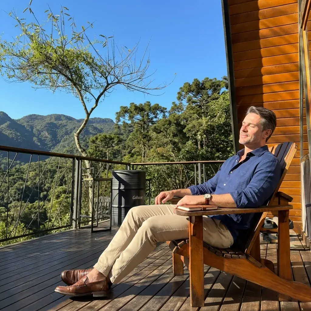 Pessoa descansando e recuperando as energias no refúgio Solaris